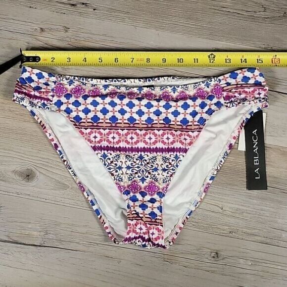 La Blanca Printed Side-Tab Bikini Bottom Sz 14 - Picture 6 of 8